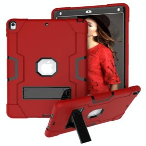 For iPad 10.5 Contrast Color Silicone + PC Combination Case with Holder(Red + Black) (OEM)