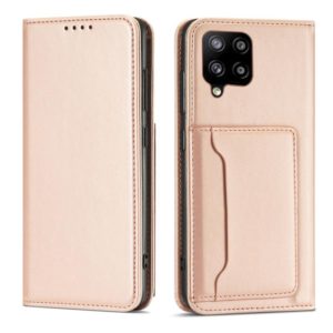 For Samsung Galaxy A22 4G Strong Magnetism Liquid Feel Horizontal Flip Leather Case with Holder & Card Slots & Wallet(Rose Gold) (OEM)