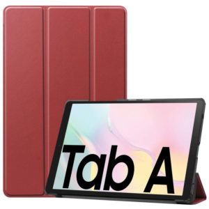 For Samsung Galaxy Tab A7 2020 T500 Custer Texture Horizontal Flip Leather Case with Three-folding Holder & Sleep / Wake-up Function(Wine Red) (OEM)