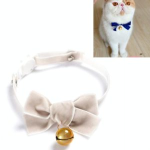Velvet Bowknot Adjustable Pet Collar Cat Dog Rabbit Bow Tie Accessories, Size:S 17-30cm, Style:Bowknot With Bell(Gray) (OEM)