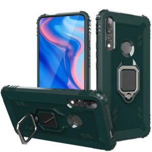 For Huawei P Smart Z Carbon Fiber Protective Case with 360 Degree Rotating Ring Holder(Green) (OEM)