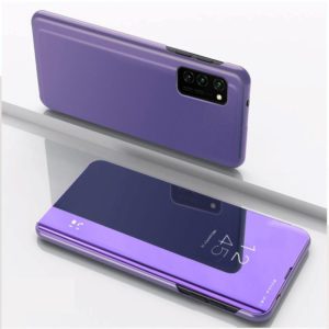 For Samsung Galaxy A72 5G/4G Plated Mirror Horizontal Flip Leather Case with Holder(Purple Blue) (OEM)