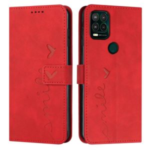 For Motorola Moto G Stylus 2021 5G Skin Feel Heart Pattern Leather Phone Case(Red) (OEM)