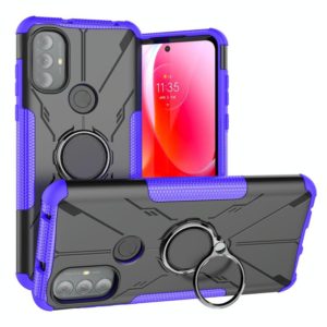 For Motorola Moto G Power 2022 Armor Bear Shockproof PC + TPU Phone Case with Ring Holder(Purple) (OEM)