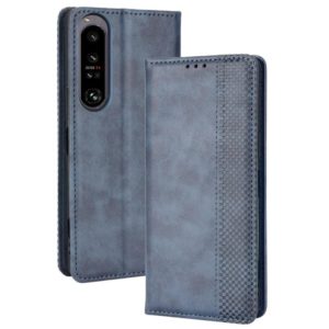 For Sony Xperia 1 IV Magnetic Buckle Retro Texture Leather Phone Case(Blue) (OEM)