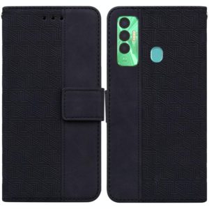 For Tecno Spark 7P Geometric Embossed Leather Phone Case(Black) (OEM)