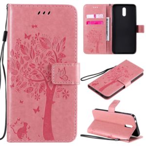 For Nokia 2.3 Tree & Cat Embossed Pattern Horizontal Flip Leather Case with Holder & Card Slots & Wallet & Lanyard(Pink) (OEM)