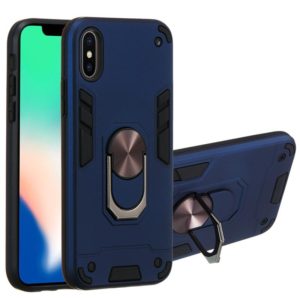 For iPhone X / XS 2 in 1 Armour Series PC + TPU Protective Case with Ring Holder(Royal Blue) (OEM)