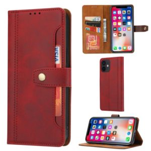 For iPhone 12 mini Calf Texture Double Fold Clasp Horizontal Flip Leather Case with Photo Frame & Holder & Card Slots & Wallet (Red) (OEM)