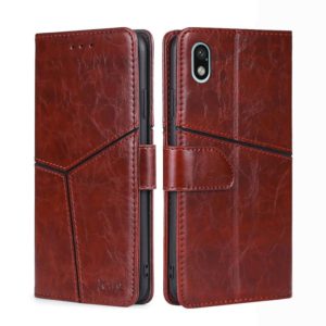 For Sony Xperia Ace III Geometric Stitching Horizontal Flip TPU + PU Leather Phone Case(Dark Brown) (OEM)