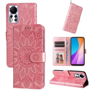 For Infinix Hot 11s NFC Embossed Sunflower Leather Phone Case(Pink) (OEM)