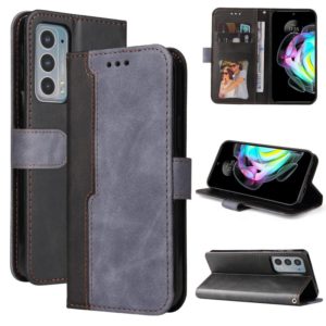 For Motorola Edge 20 Stitching-Color Horizontal Flip Leather Phone Case with Holder & Card Slots & Photo Frame(Gray) (OEM)