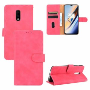 For OnePlus 7 Solid Color Skin Feel Magnetic Buckle Horizontal Flip Calf Texture PU Leather Case with Holder & Card Slots & Wallet(Rose Red) (OEM)