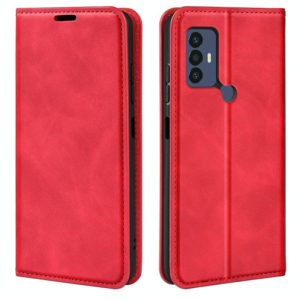 For TCL 30 SE/305/306 Retro-skin Magnetic Suction Leather Phone Case(Red) (OEM)