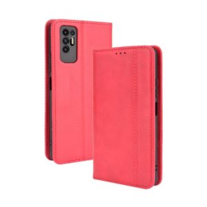 For Tecno Pova 2 Magnetic Buckle Retro Crazy Horse Texture Horizontal Flip Leather Case with Holder & Card Slots & Photo Frame(Red) (OEM)
