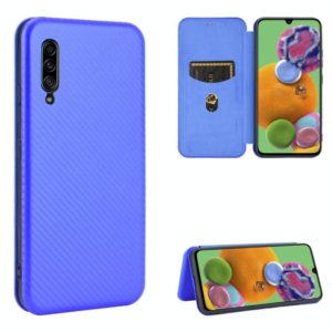 For Samsung Galaxy A90 5G Carbon Fiber Texture Horizontal Flip TPU + PC + PU Leather Case with Rope & Card Slot(Blue) (OEM)