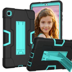 For Samsung Galaxy Tab A7 10.4 (2020) Contrast Color Robot Shockproof Silicone + PC Protective Case with Holder(Black + Mint Green) (OEM)