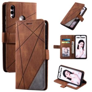For Huawei Honor 10 Lite Skin Feel Splicing Horizontal Flip Leather Case with Holder & Card Slots & Wallet & Photo Frame(Brown) (OEM)