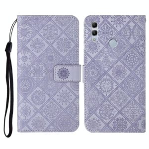 For Huawei Honor 8X Ethnic Style Embossed Pattern Horizontal Flip Leather Case with Holder & Card Slots & Wallet & Lanyard(Purple) (OEM)