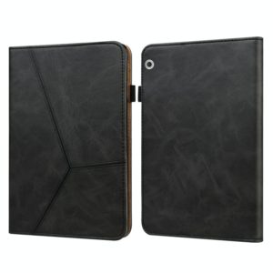 For Huawei MediaPad T3 10 Solid Color Embossed Striped Leather Case(Black) (OEM)