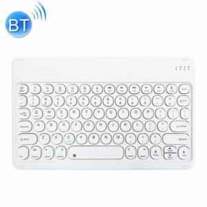 X3S 10 inch Universal Tablet Round Keycap Wireless Bluetooth Keyboard, Backlight Version (White) (OEM)