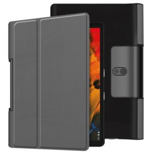For Lenovo Yoga Smart Tab Custer Texture Horizontal Flip Leather Case with Two-folding Holder(Grey) (OEM)
