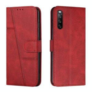 For Sony Xperia 10 III / 10 III Lite Stitching Calf Texture Buckle Leather Phone Case(Red) (OEM)