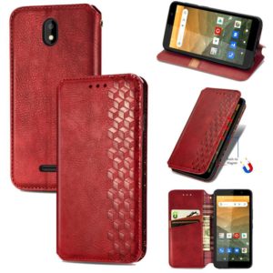 For Vodafone Smart E11 Cubic Grid Pressed Horizontal Flip Magnetic Leather Case with Holder & Card Slots & Wallet(Red) (OEM)