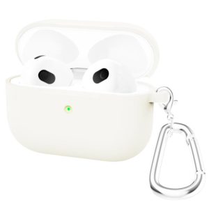 Thicken Silicone Round Bottom Earphone Protective Case with Hook For AirPods 3(White) (OEM)