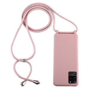 For Galaxy S20 Ultra Candy Color TPU Protective Case with Lanyard(Dark Pink) (OEM)
