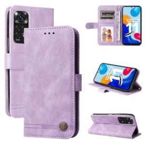 For Infinix Note 11 Skin Feel Life Tree Metal Button Leather Phone Case(Purple) (OEM)