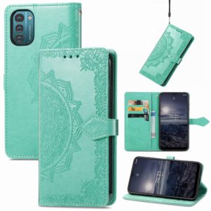 For Nokia G21 Mandala Flower Embossed Flip Leather Phone Case(Green) (OEM)