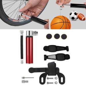 Manual Mini Portable Bicycle Aluminum Alloy Pump + Plastic glue-free tire patch + Tire lever (Red) (OEM)