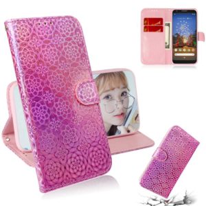 For Google Pixel 3A Solid Color Colorful Magnetic Buckle Horizontal Flip PU Leather Case with Holder & Card Slots & Wallet & Lanyard(Pink) (OEM)