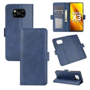 For Xiaomi Poco X3/X3 NFC Dual-side Magnetic Buckle Horizontal Flip Leather Case with Holder & Card Slots & Wallet(Dark Blue) (OEM)