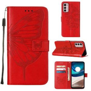 For Motorola Moto G42 Embossed Butterfly Flip Leather Phone Case(Red) (OEM)
