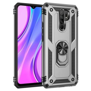 For Xiaomi Redmi 9 Shockproof TPU + PC Protective Case with 360 Degree Rotating Holder(Silver) (OEM)