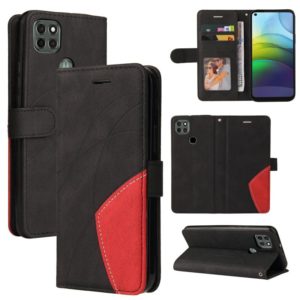For Motorola Moto G9 Power Dual-color Splicing Horizontal Flip PU Leather Case with Holder & Card Slots & Wallet(Black) (OEM)