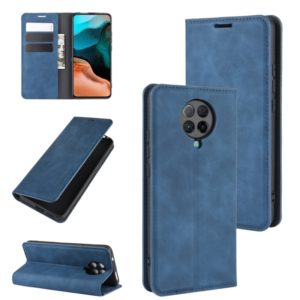 For Xiaomi Redmi K30 Pro Retro-skin Business Magnetic Suction Leather Case with Holder & Card Slots & Wallet(Dark Blue) (OEM)