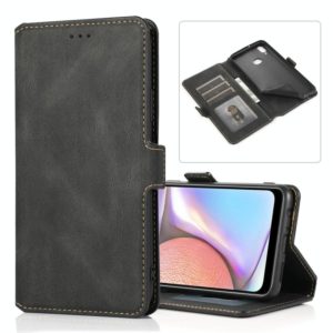 For Samsung Galaxy A10s Retro Magnetic Closing Clasp Horizontal Flip Leather Case with Holder & Card Slots & Photo Frame & Wallet(Black) (OEM)