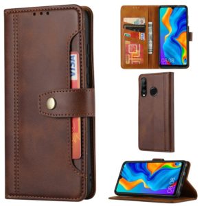For Huawei P30 Lite Calf Texture Double Fold Clasp Horizontal Flip Leather Case with Photo Frame & Holder & Card Slots & Wallet(Coffee) (OEM)