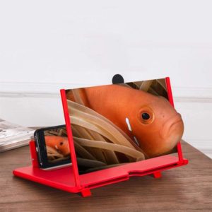 Pull-out Mobile Phone Screen Magnifier 3D Video Desktop Mobile Phone Holder, Size:10 inch(Red) (OEM)