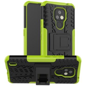For Motorola Moto E7 Tire Texture Shockproof TPU+PC Protective Case with Holder(Green) (OEM)