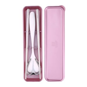 3 in 1 304 Stainless Steel Polished Portable Outdoor Tableware for Children(Rose Gold) (OEM)