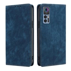 For TCL 30 5G/30+ 5G RFID Anti-theft Brush Magnetic Leather Phone Case(Blue) (OEM)