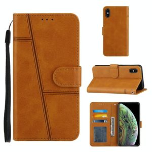For iPhone XS Max Stitching Calf Texture Buckle Horizontal Flip Leather Case with Holder & Card Slots & Wallet & Lanyard(Yellow) (OEM)