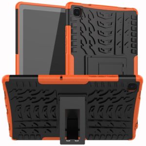 For Samsung Galaxy Tab A7 (2020) T500/T505 Tire Texture TPU+PC Shockproof Case with Holder(Orange) (OEM)