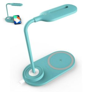 Multi-Function USB LED Lamp Touch Light with Qi Wireless Charging Pad(Blue) (OEM)