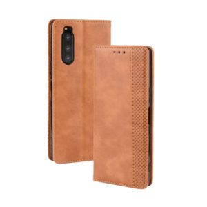 Magnetic Buckle Retro Crazy Horse Texture Horizontal Flip Leather Case for Sony Xperia 2, with Holder & Card Slots & Photo Frame(Brown) (OEM)