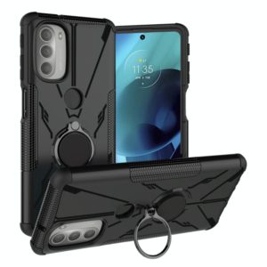 For Motorola Moto G51 5G Armor Bear Shockproof PC + TPU Phone Protective Case with Ring Holder(Black) (OEM)